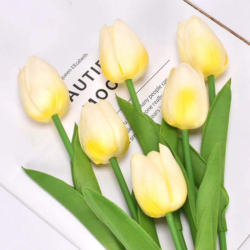 Großhandel: 10 Stück 34 cm kunstliche Tulpenstäbe, Blüten-Bouquet für Hochzeitsdekorationen