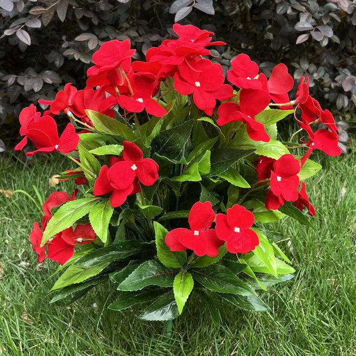 Großhandel Großer Impatiens-Sträuch mit 24 Stängeln – künstliche Außenblumen, UV-beständig