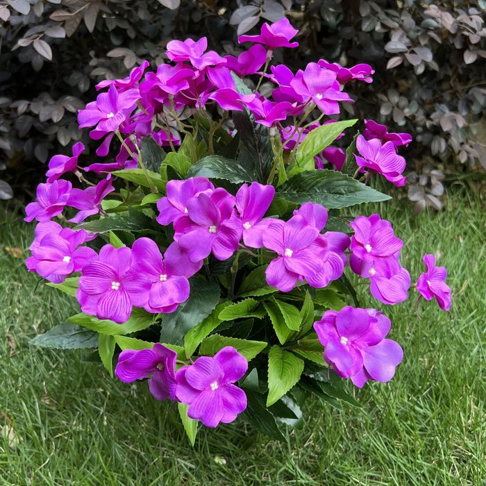 Großhandel Großer Impatiens-Sträuch mit 24 Stängeln – künstliche Außenblumen, UV-beständig
