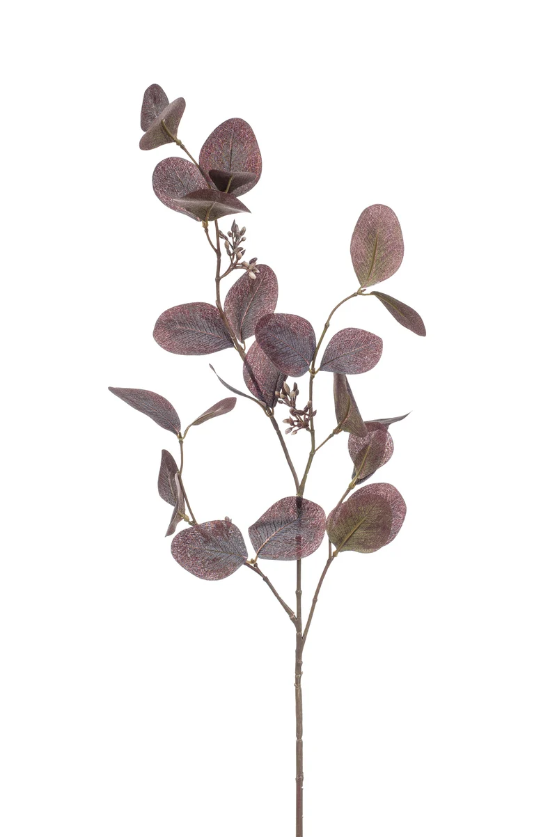 Eukalyptus Populus mit Früchten künstlich 73 cm - 1 Zweig - Violett-Grau