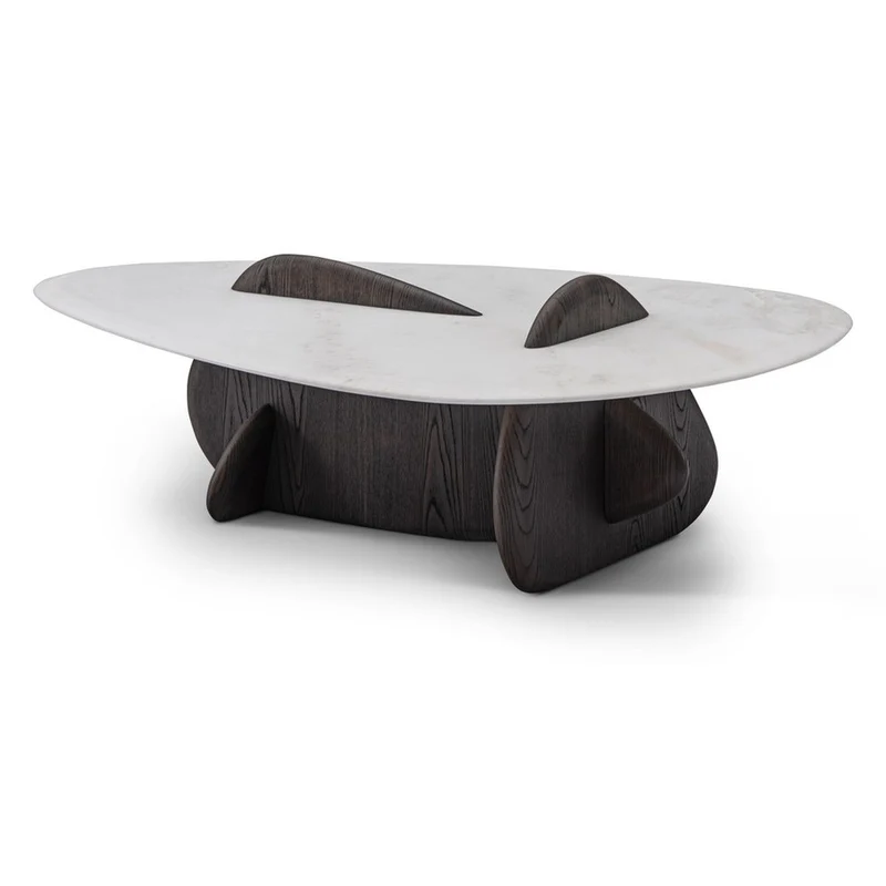 Casa Padrino Luxus Couchtisch Silbergrau / Dunkelgrau 130 x 80 x H. 35 cm - Couchtisch mit Travertin - Moderne Wohnzimmer Möbel - Luxus Qualität