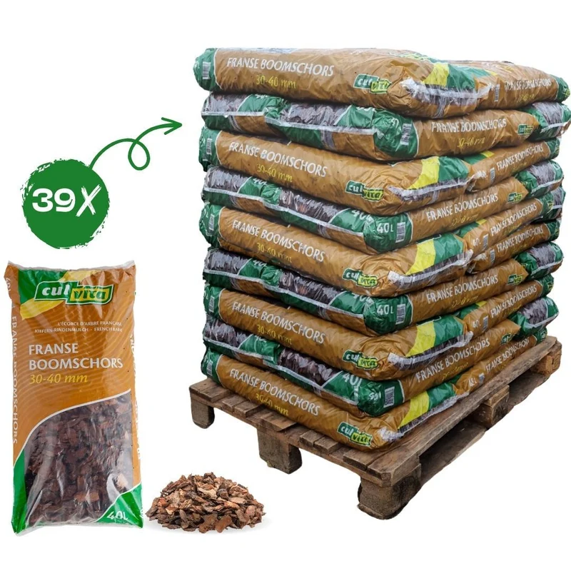 Culvita Premium Rindenmulch – 30–40 mm – Dekorative Rinde für Garten, Beete & Wege – 1560 L Palette