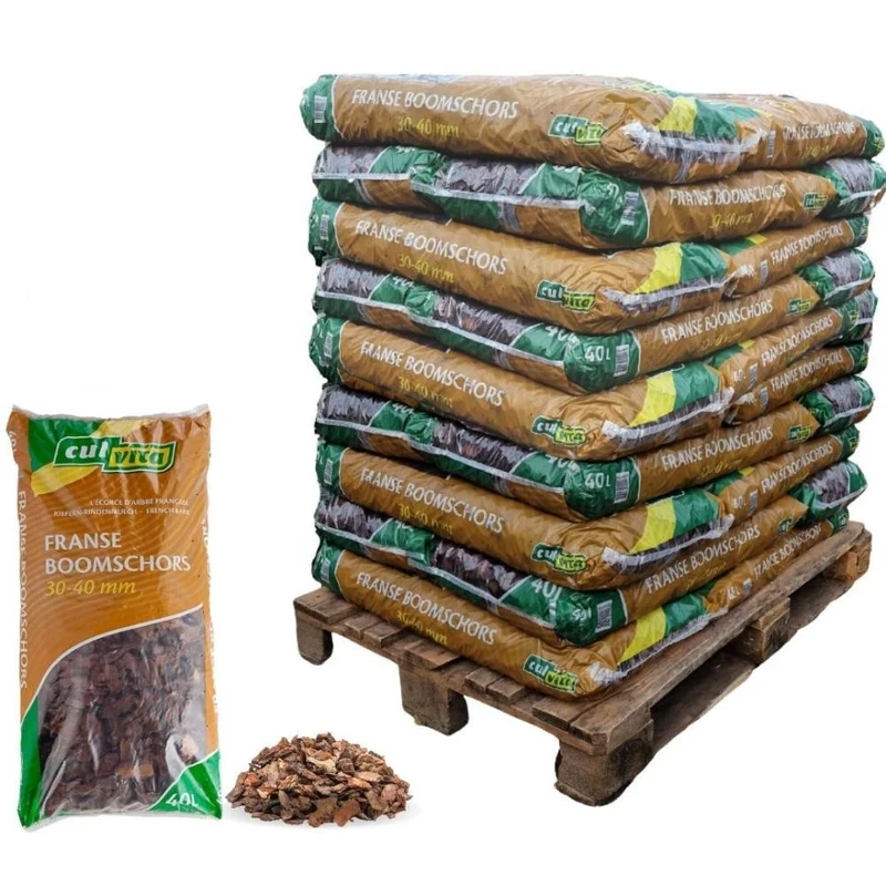 Culvita Premium Rindenmulch – 30–40 mm – Dekorative Rinde für Garten, Beete & Wege – 1560 L Palette
