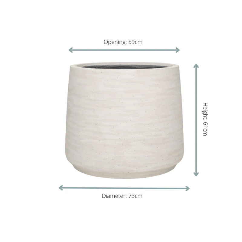 Pflanzkübel „Jumbo Patt“ – Ivory Washed – D73 × H61 cm – Moderner Pflanzkübel für Indoor & Outdoor