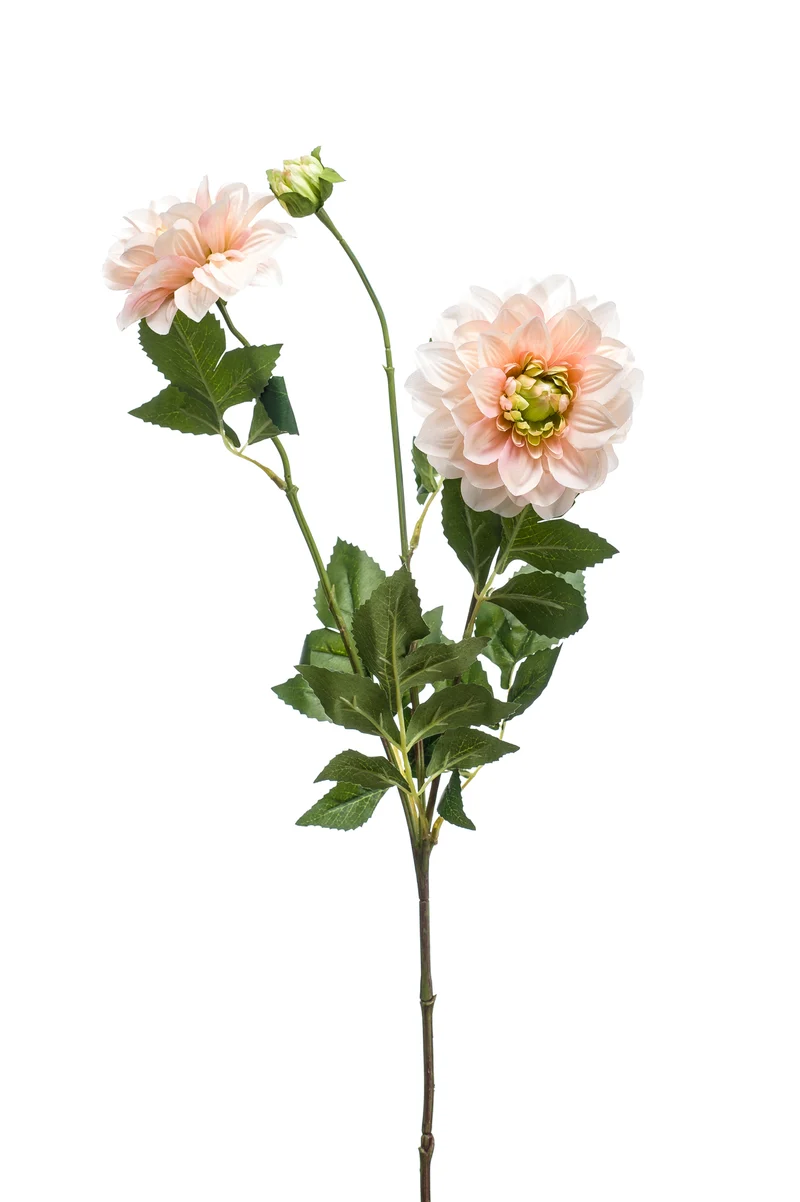 Dahlie künstlich 72 cm - 1 Stiel mit 3 Blüten - Hellrosa/ Pfirsich