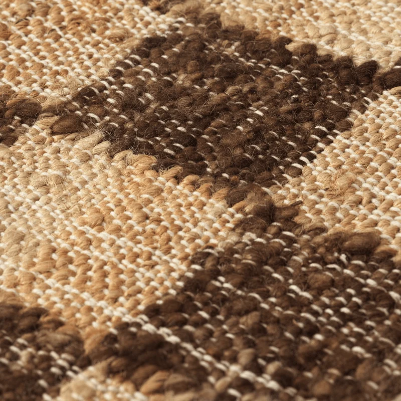 Teppich Check aus Wolle und Jute Coffee/Natur 140x200cm - ferm LIVING