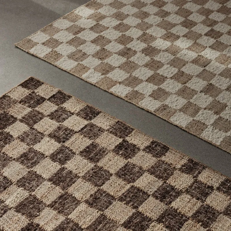 Teppich Check aus Wolle und Jute Coffee/Natur 140x200cm - ferm LIVING