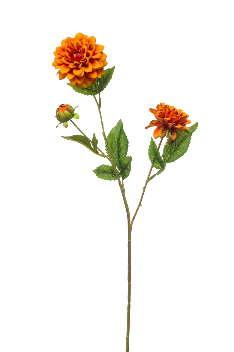 Dahlie mini künstlich 68 cm - 1 Stiel - Orange