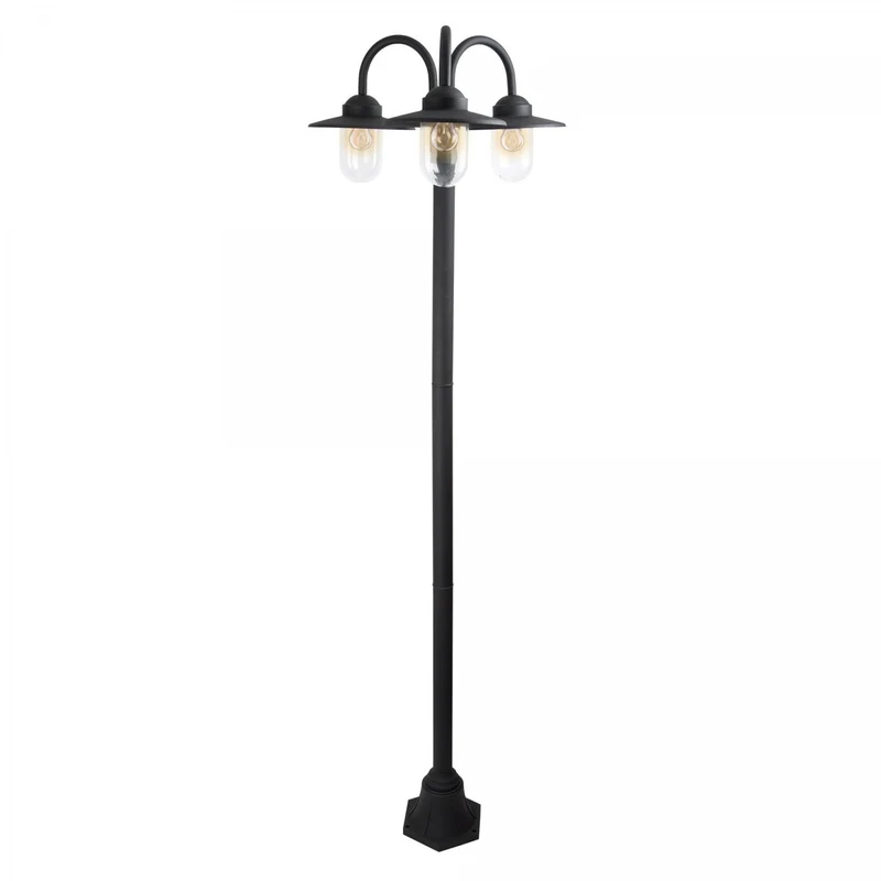 Casa Padrino Jugendstil Gartenlaterne 70 x 70 x H. 217 cm - Schwarz - Nostalgische Wetterfeste Außenleuchte