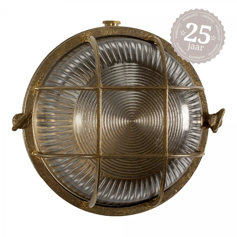 Casa Padrino Jugendstil Schiffslampe 19 x 11 x H. 19 cm - Messing - Nostalgische Wetterfeste Außenleuchte
