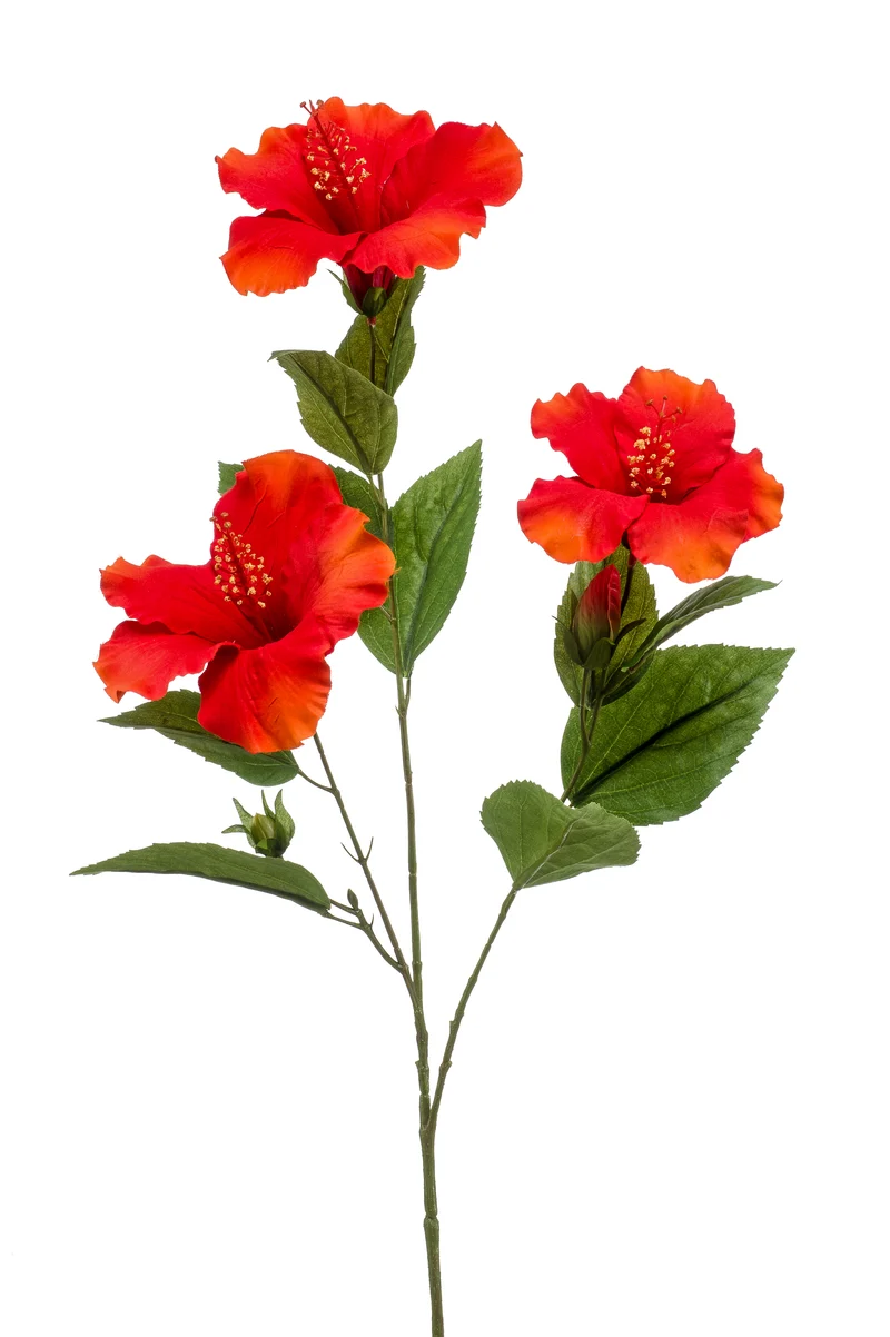 Hibiskus künstlich 82 cm - 1 Zweig - Rot