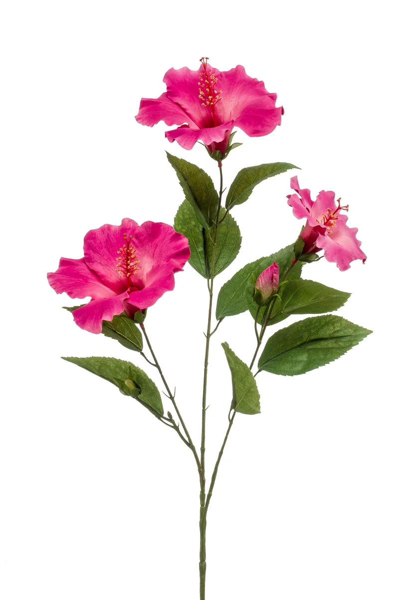 Hibiskus künstlich 82 cm - 1 Zweig - Fuchsienrot