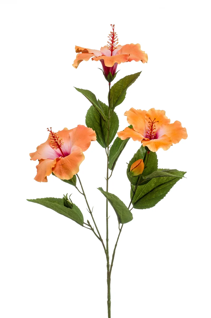 Hibiskus künstlich 82 cm - 1 Zweig - Orange