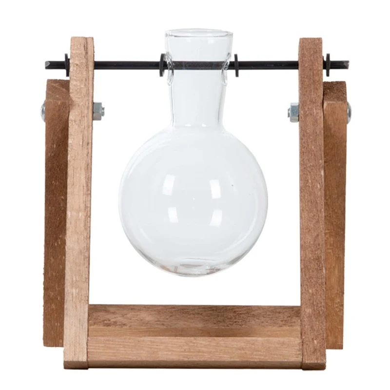 Stecklingsständer 1 Glasvase | Hydrokultur Anzuchtstation Holz – 13,6 × 6,5 × 14,5 cm