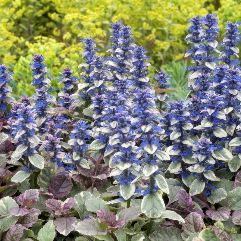 24x Ajuga reptans ‘Burgundy Glow’ – Kriechender Günsel mit buntem Laub – Höhe 10–25 cm – Ø 9 cm