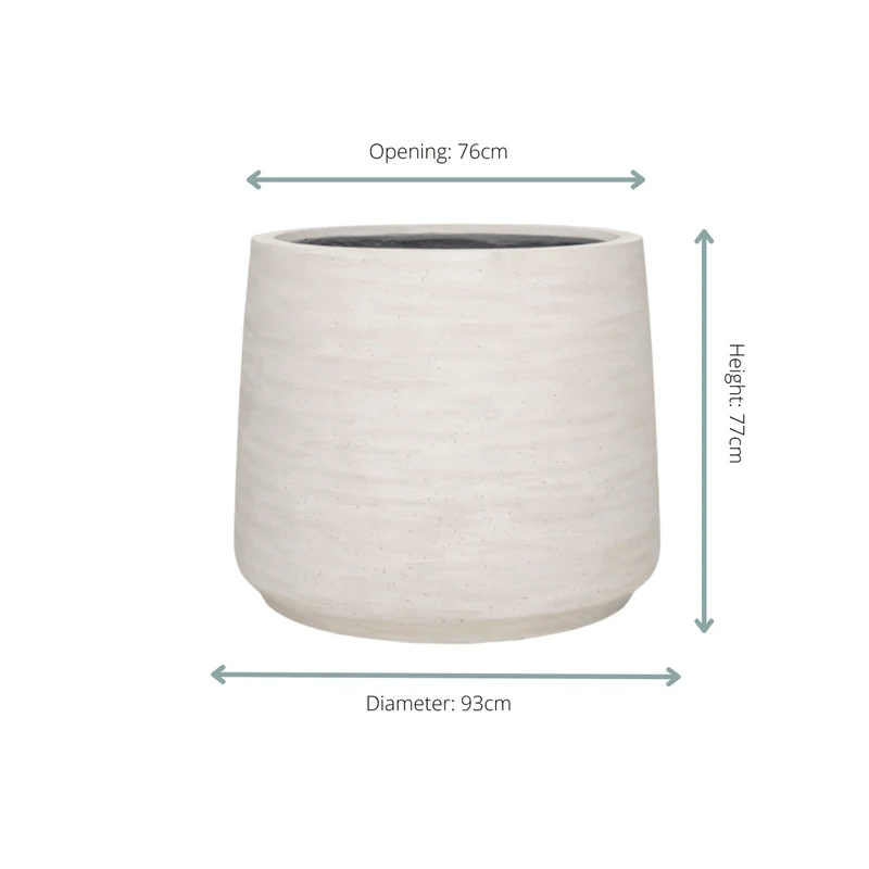 XL-Pflanzkübel 'Jumbo Patt' Ivory Washed – Ø 93 × H 77 cm | für innen & außen