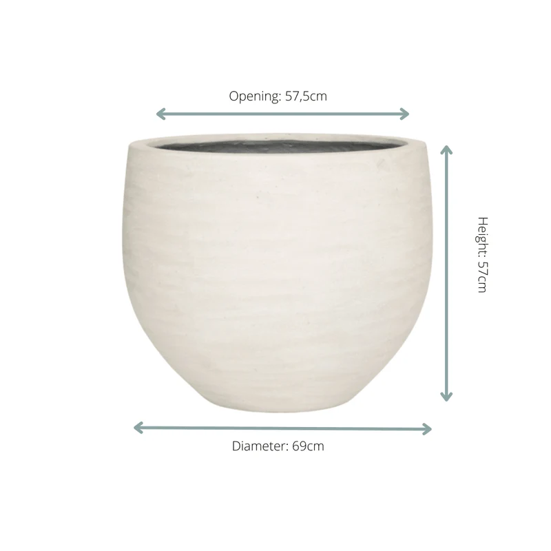 Pflanztopf „Jumbo Orb“ – Elfenbein gewaschen – D69 × H57 cm – Stilvoller XL-Pflanzkübel für Indoor & Outdoor