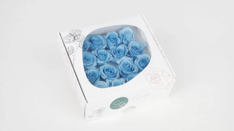 Stabilisierte Rosen 1 cm - 16 Stück - Hellblau