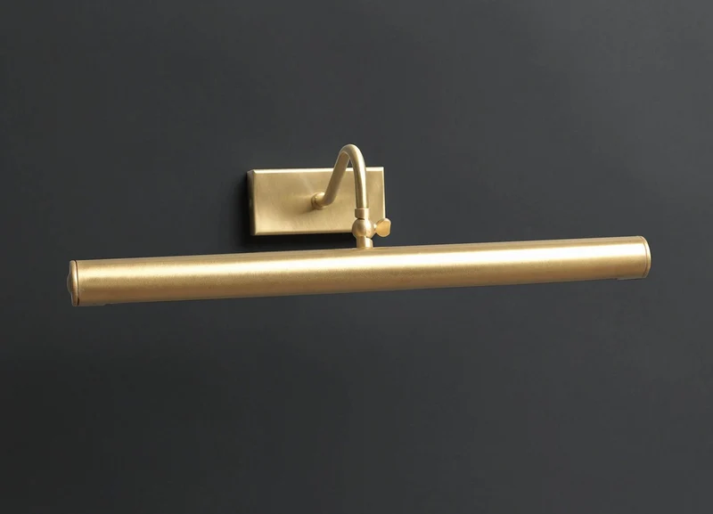 Casa Padrino Luxus Bilderleuchte Messing Satiniert B. 25 x T. 18 cm - Handgefertigte Bilderleuchte aus Messing - Luxus Kollektion - Edel & Prunkvoll