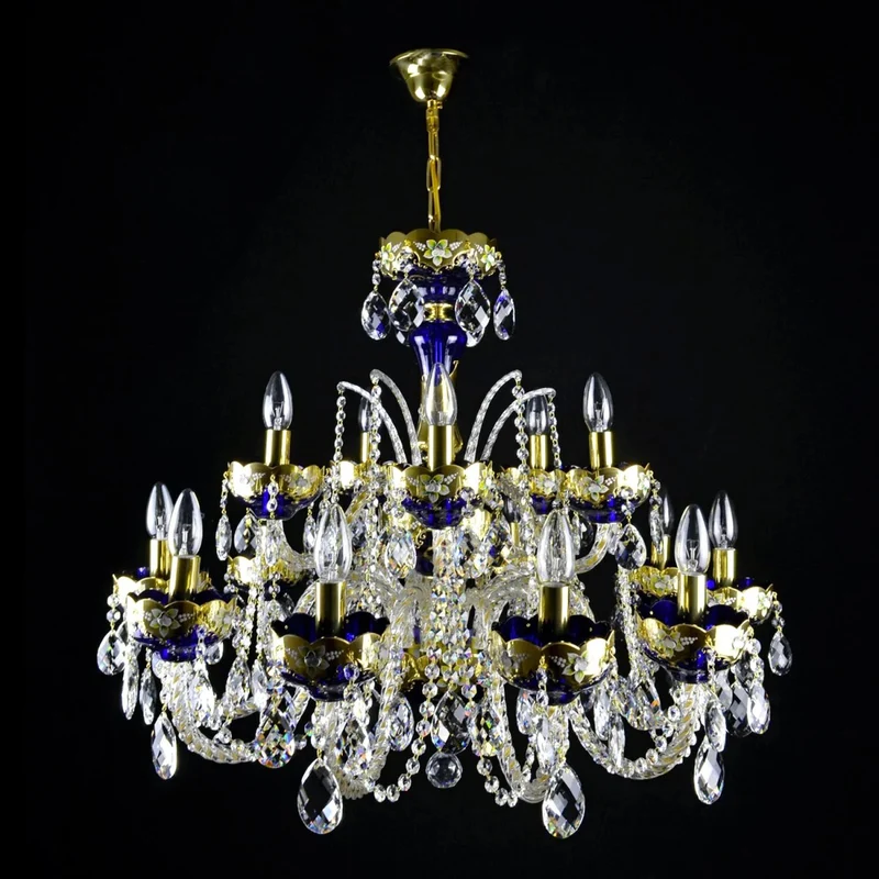 Casa Padrino Luxus Barock Kristall Kronleuchter Gold Ø 80 x H. 64 cm - Prunkvolle Messing Kronleuchter mit böhmischem Kristallglas - Barock Möbel - Edel & Prunkvoll