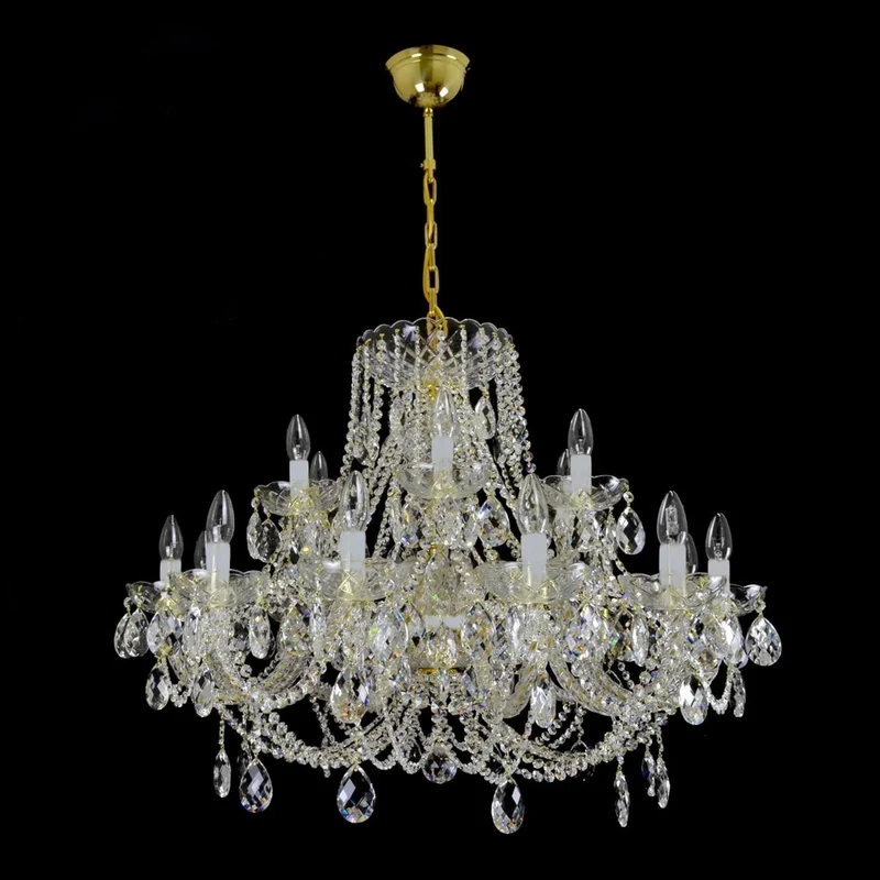Casa Padrino Luxus Barock Kristall Kronleuchter Gold Ø 95 x H. 58 cm - Prunkvolle Messing Kronleuchter mit böhmischem Kristallglas - Barock Möbel - Edel & Prunkvoll