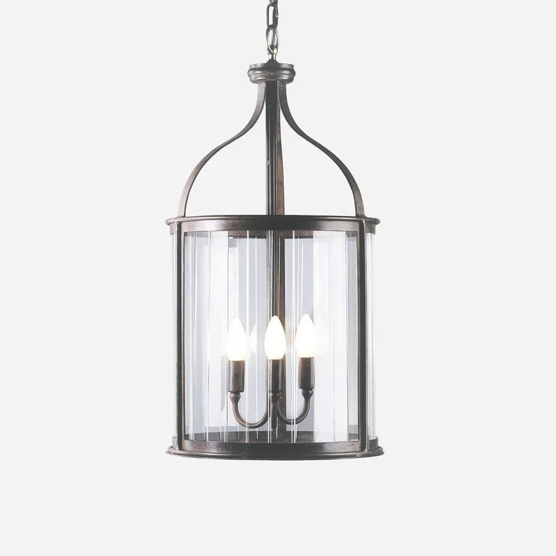 Casa Padrino Luxus Außen Hängeleuchte Laterne Rostbraun Ø 30 x H. 60 cm - Handgefertigte Laterne aus Schmiedeeisen - Luxus Kollektion - Edel & Prunkvoll