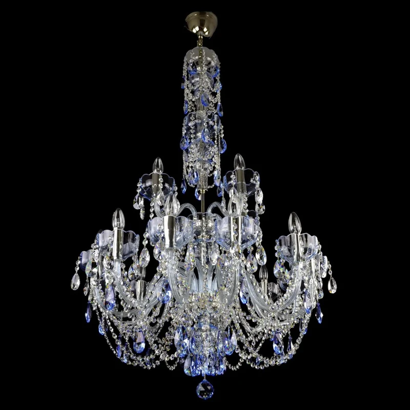 Casa Padrino Luxus Barock Kristall Kronleuchter Silber Ø 80 x H. 130 cm - Prunkvolle Messing Kronleuchter mit böhmischem Kristallglas - Barock Möbel - Edel & Prunkvoll