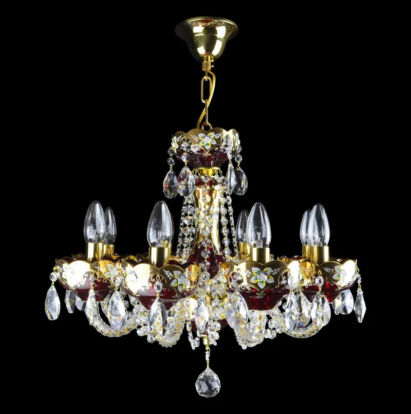 Casa Padrino Luxus Barock Kristall Kronleuchter Gold Ø 50 x H. 44 cm - Prunkvolle Messing Kronleuchter mit böhmischem Kristallglas - Barock Möbel - Edel & Prunkvoll