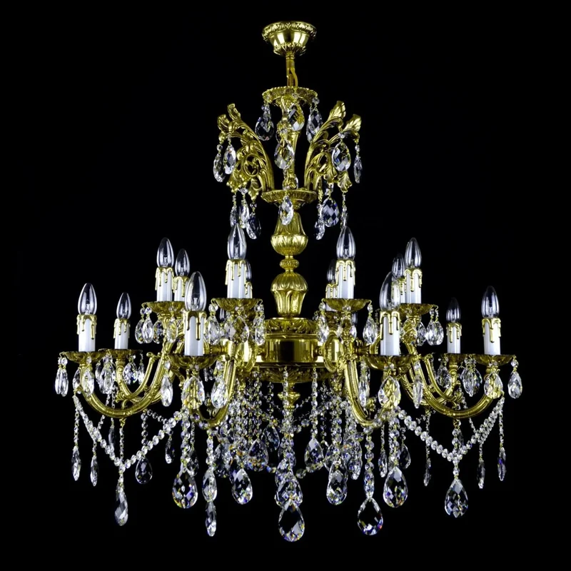 Casa Padrino Luxus Barock Kristall Kronleuchter Gold Ø 78 x H. 65 cm - Prunkvolle Messing Kronleuchter mit böhmischem Kristallglas - Barock Möbel - Edel & Prunkvoll
