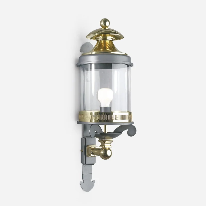 Casa Padrino Luxus Außen Laterne Grau Ø 22 x H. 68 cm - Handgefertigte Laterne aus Schmiedeeisen - Luxus Kollektion - Edel & Prunkvoll