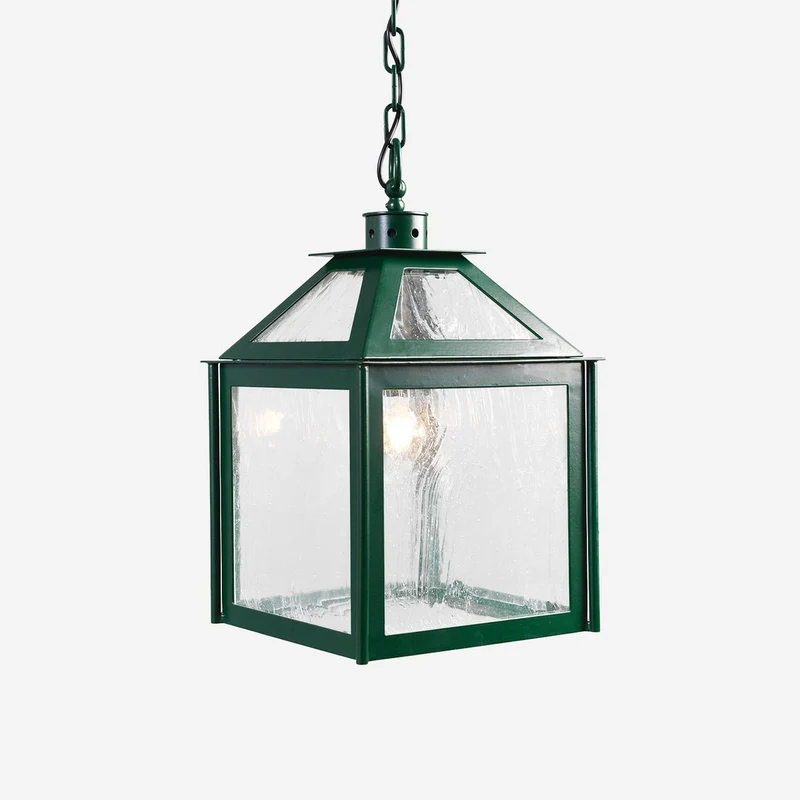 Casa Padrino Luxus Außen Hängeleuchte Laterne Grün B. 32.5 x H. 52 cm - Handgefertigte Laterne aus Schmiedeeisen - Luxus Kollektion - Edel & Prunkvoll