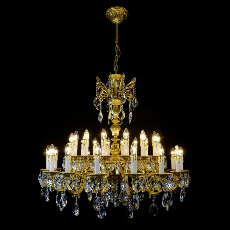 Casa Padrino Luxus Barock Kristall Kronleuchter Gold Ø 110 x H. 100 cm - Prunkvolle Messing Kronleuchter mit böhmischem Kristallglas - Barock Möbel - Edel & Prunkvoll