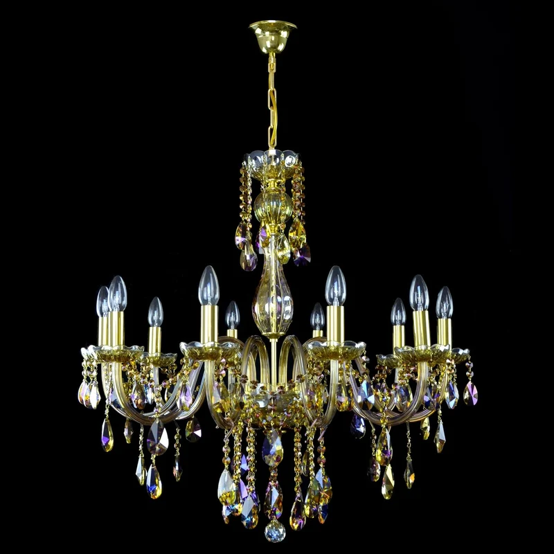 Casa Padrino Luxus Barock Kristall Kronleuchter Gold Ø 77 x H. 75 cm - Prunkvolle Messing Kronleuchter mit böhmischem Kristallglas - Barock Möbel - Edel & Prunkvoll