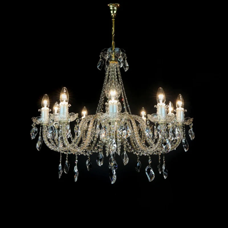 Casa Padrino Luxus Barock Kristall Kronleuchter Gold Ø 75 x H. 58 cm - Prunkvolle Messing Kronleuchter mit böhmischem Kristallglas - Barock Möbel - Edel & Prunkvoll