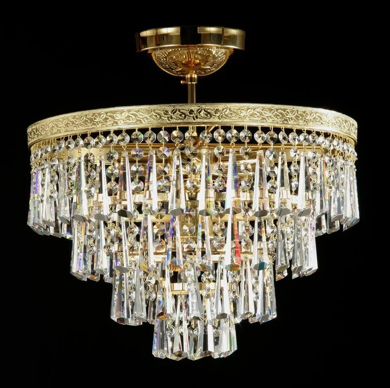 Casa Padrino Luxus Barock Kristall Kronleuchter Gold Ø 40 x H. 34 cm - Prunkvolle Messing Kronleuchter mit böhmischem Kristallglas - Barock Möbel - Edel & Prunkvoll