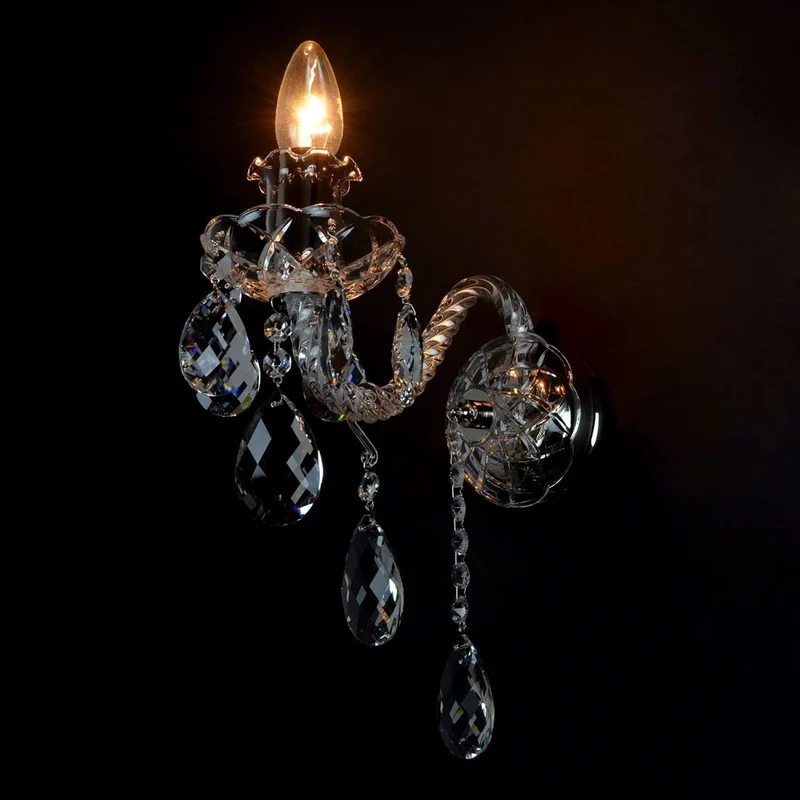 Casa Padrino Luxus Barock Kristall Wandleuchte Silber 10 x 25 x H. 20 cm - Prunkvolle Messing Wandleuchte mit böhmischem Kristallglas - Barock Möbel - Edel & Prunkvoll