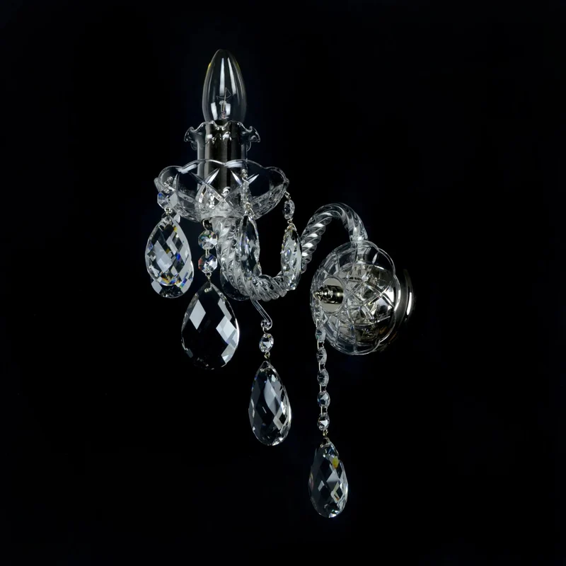 Casa Padrino Luxus Barock Kristall Wandleuchte Silber 10 x 25 x H. 20 cm - Prunkvolle Messing Wandleuchte mit böhmischem Kristallglas - Barock Möbel - Edel & Prunkvoll