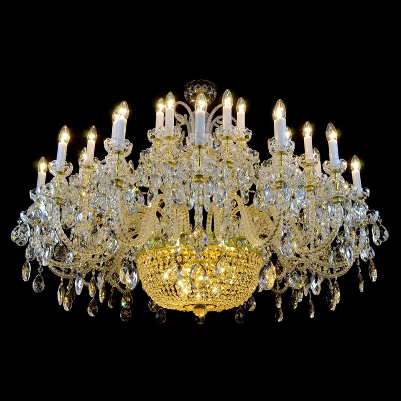 Casa Padrino Luxus Barock Kristall Kronleuchter Gold Ø 140 x H. 120 cm - Prunkvolle Messing Kronleuchter mit böhmischem Kristallglas - Barock Möbel - Edel & Prunkvoll