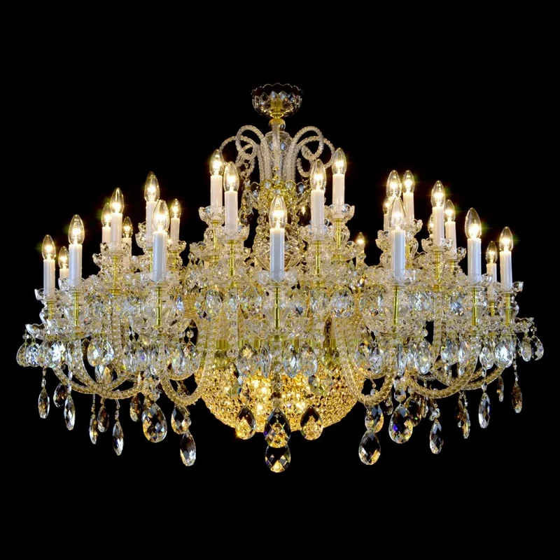 Casa Padrino Luxus Barock Kristall Kronleuchter Gold Ø 140 x H. 120 cm - Prunkvolle Messing Kronleuchter mit böhmischem Kristallglas - Barock Möbel - Edel & Prunkvoll