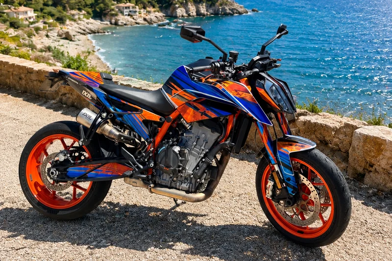 Kit déco KTM 790/890 DUKE R - BLUE ORANGE (chrome en option)