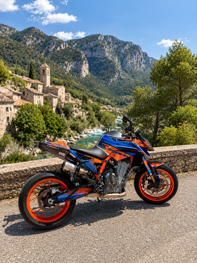 Kit déco KTM 790/890 DUKE R - BLUE ORANGE (chrome en option)