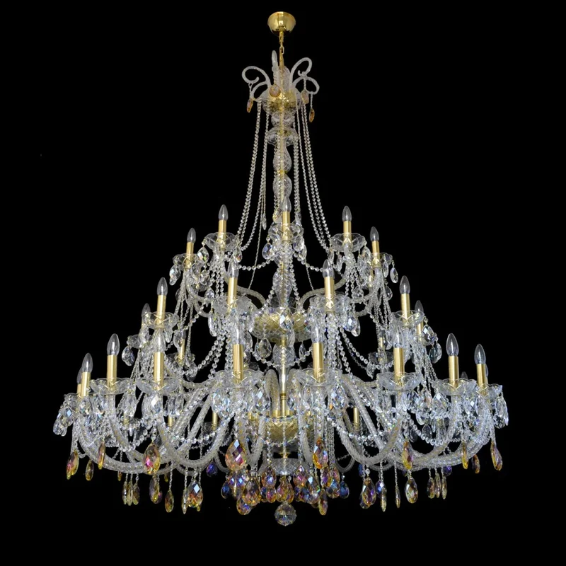 Casa Padrino Luxus Barock Kristall Kronleuchter Gold Ø 160 x H. 200 cm - Prunkvolle Messing Kronleuchter mit böhmischem Kristallglas - Barock Möbel - Edel & Prunkvoll
