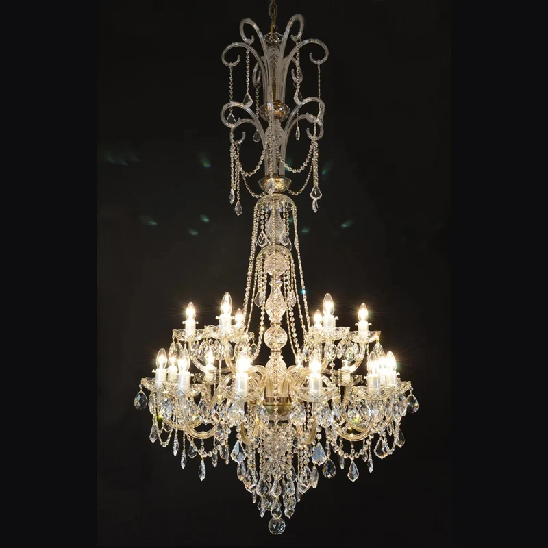 Casa Padrino Luxus Barock Kristall Kronleuchter Gold Ø 95 x H. 185 cm - Prunkvolle Messing Kronleuchter mit böhmischem Kristallglas - Barock Möbel - Edel & Prunkvoll