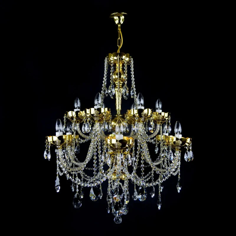 Casa Padrino Luxus Barock Kristall Kronleuchter Gold Ø 78 x H. 88 cm - Prunkvolle Messing Kronleuchter mit böhmischem Kristallglas - Barock Möbel - Edel & Prunkvoll