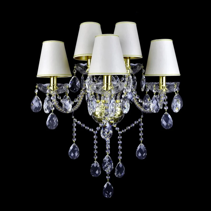 Casa Padrino Luxus Barock Kristall Wandleuchte Gold 43 x 18 x H. 52 cm - Prunkvolle Messing Wandleuchte mit böhmischem Kristallglas - Barock Möbel - Edel & Prunkvoll