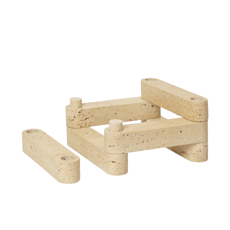 Modulare Kerzenhalter im Set Newel Travertin - ferm LIVING x Utzon
