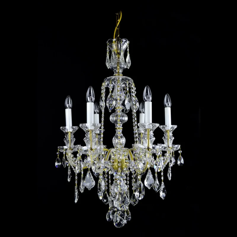 Casa Padrino Luxus Barock Kristall Kronleuchter Gold Ø 56 x H. 87 cm - Prunkvolle Messing Kronleuchter mit böhmischem Kristallglas - Barock Möbel - Edel & Prunkvoll
