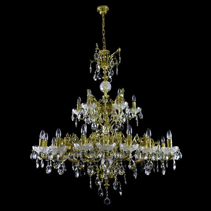 Casa Padrino Luxus Barock Kristall Kronleuchter Gold Ø 125 x H. 130 cm - Prunkvolle Messing Kronleuchter mit böhmischem Kristallglas - Barock Möbel - Edel & Prunkvoll