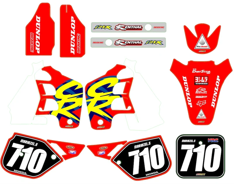 Kit déco HONDA CR 125-250 1988-1990 - THRAXOR