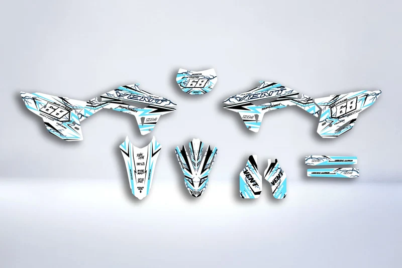 Kit Déco HM Vent Derapage 50cc 2006-2025 - STELLAR WHITE & BLUE
